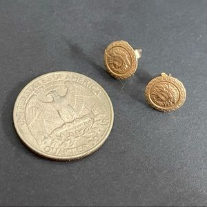 Real 18k Saudi Gold Medusa Stud Earrings